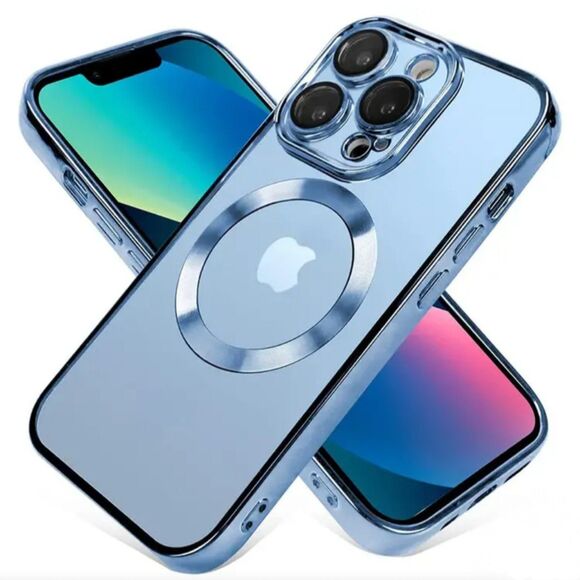 Transparent blue iPhone 15 case with build in Magnetic Wireless charger - Picture 1 of 3